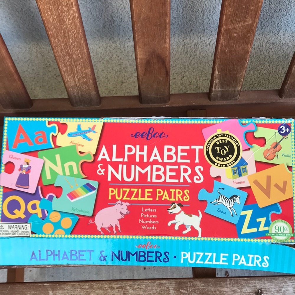 Eeboo alphabet and number puzzle.